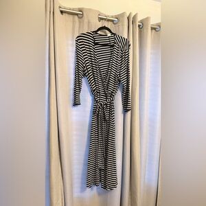GAP Navy and White Wrap Belted Striped Dress